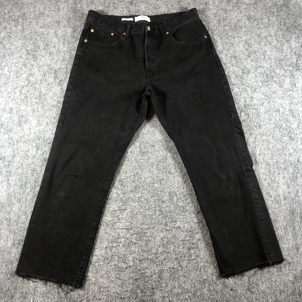 MNG Womens 10 Havana Relaxed Straight Jeans Charcoal High Rise Distressed